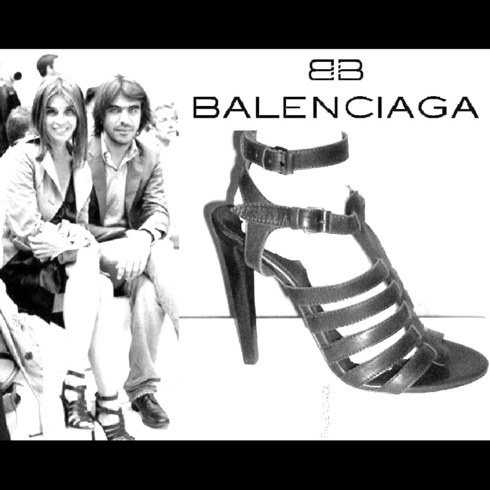 100% authentic black leather Balenciaga gladiator heels Size 38